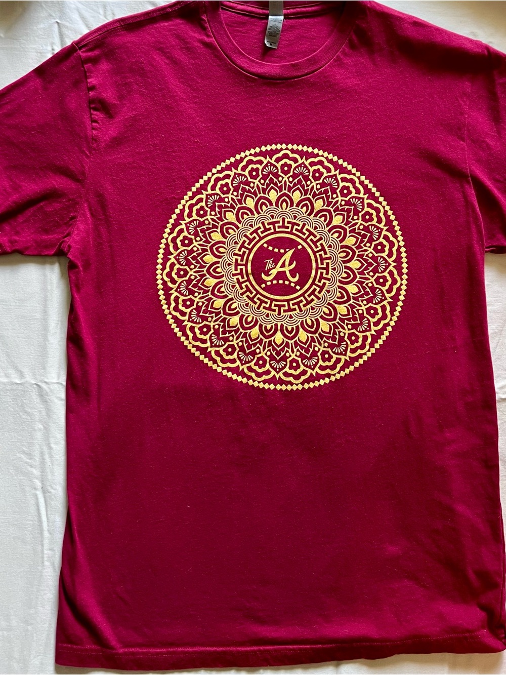 Atlanta Braves Maroon Graphic Tee with Gold Mandala